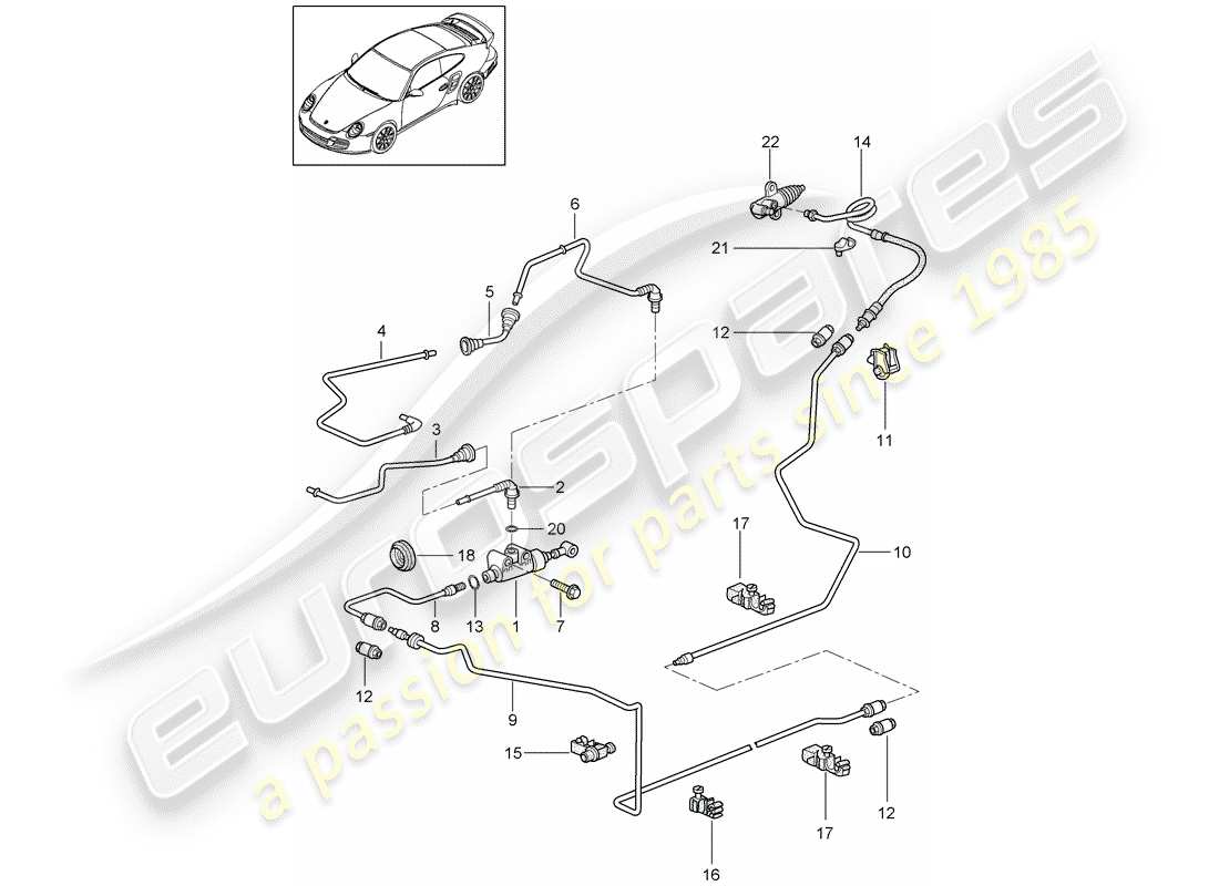 porsche 2013 (997-2 turbo / gt2 rs) frizione idraulica schema delle parti