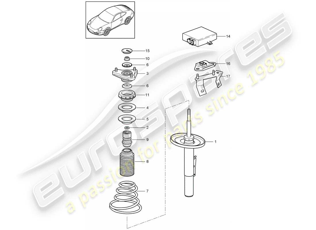 porsche 2012 (997-2) sospensione diagramma delle parti