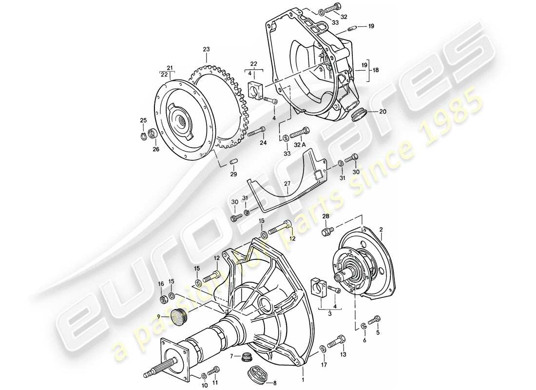 porsche 1986 (944) tubo centrale - cambio automatico diagramma delle parti
