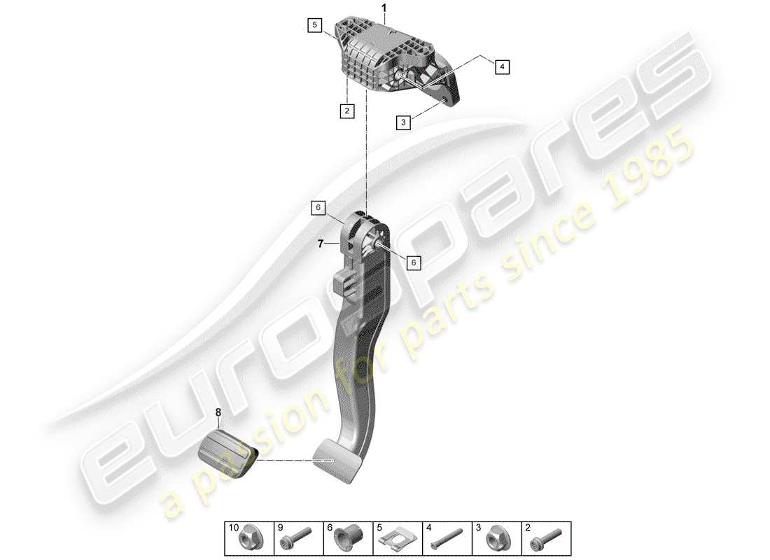 porsche 2017 (panamera 971-1) freno e acc. montaggio del pedale diagramma delle parti
