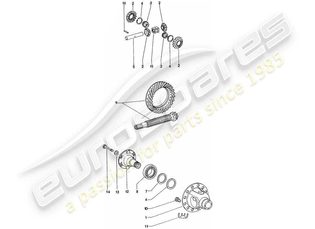 porsche 1974 (914) differenziale - cambio manuale diagramma delle parti