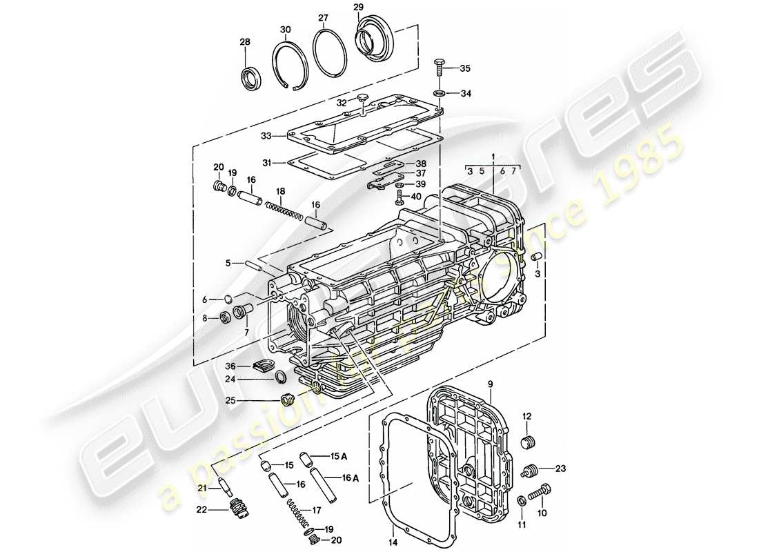 porsche 1983 (928) trasmissione di ricambio - scatola trasmissione - cambio manuale schema delle parti