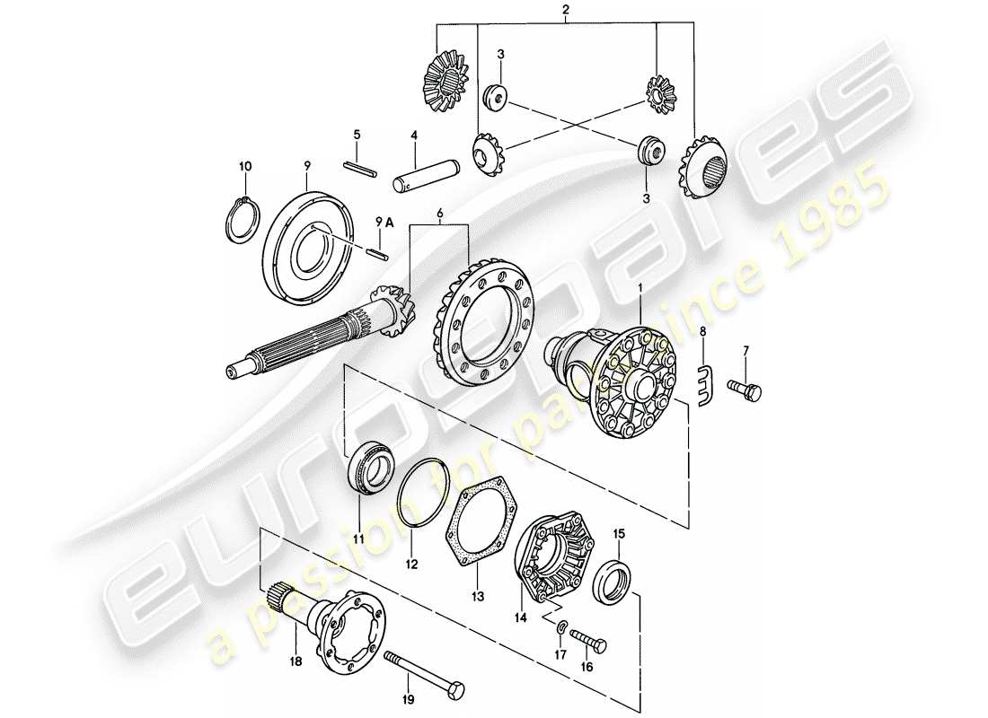 porsche 1980 (928) differenziale - cambio manuale diagramma delle parti
