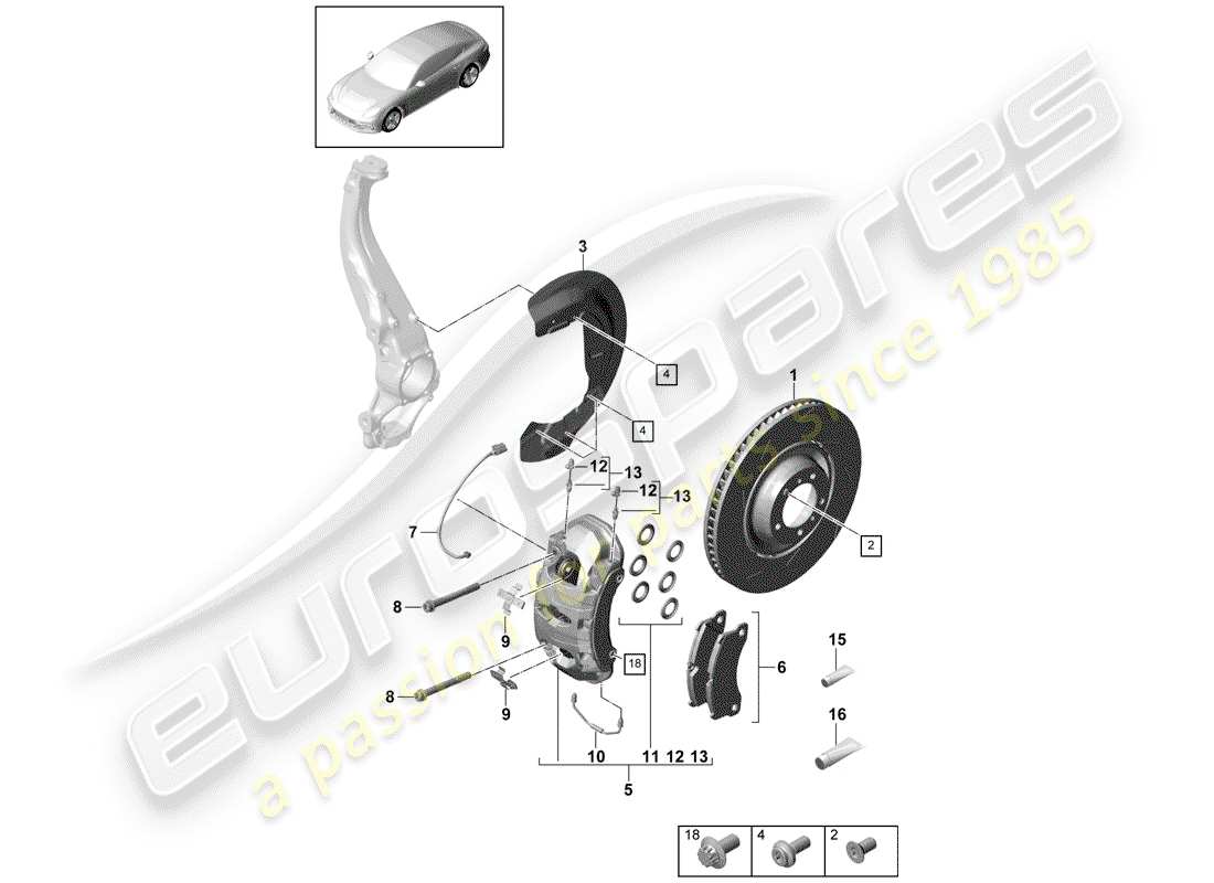 porsche 2017 (panamera 971-1) freni a disco diagramma delle parti