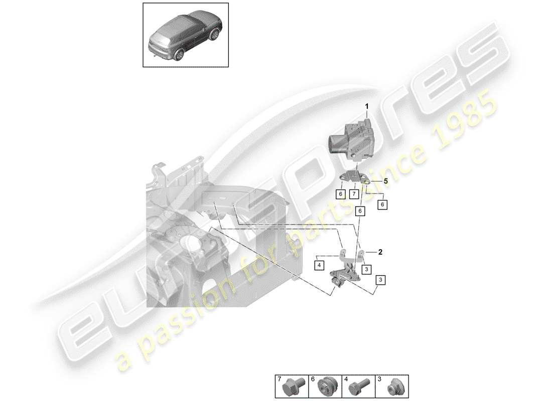 porsche 2020 (cayenne e3 9ya/9yb) schema delle parti dell'unità idraulica