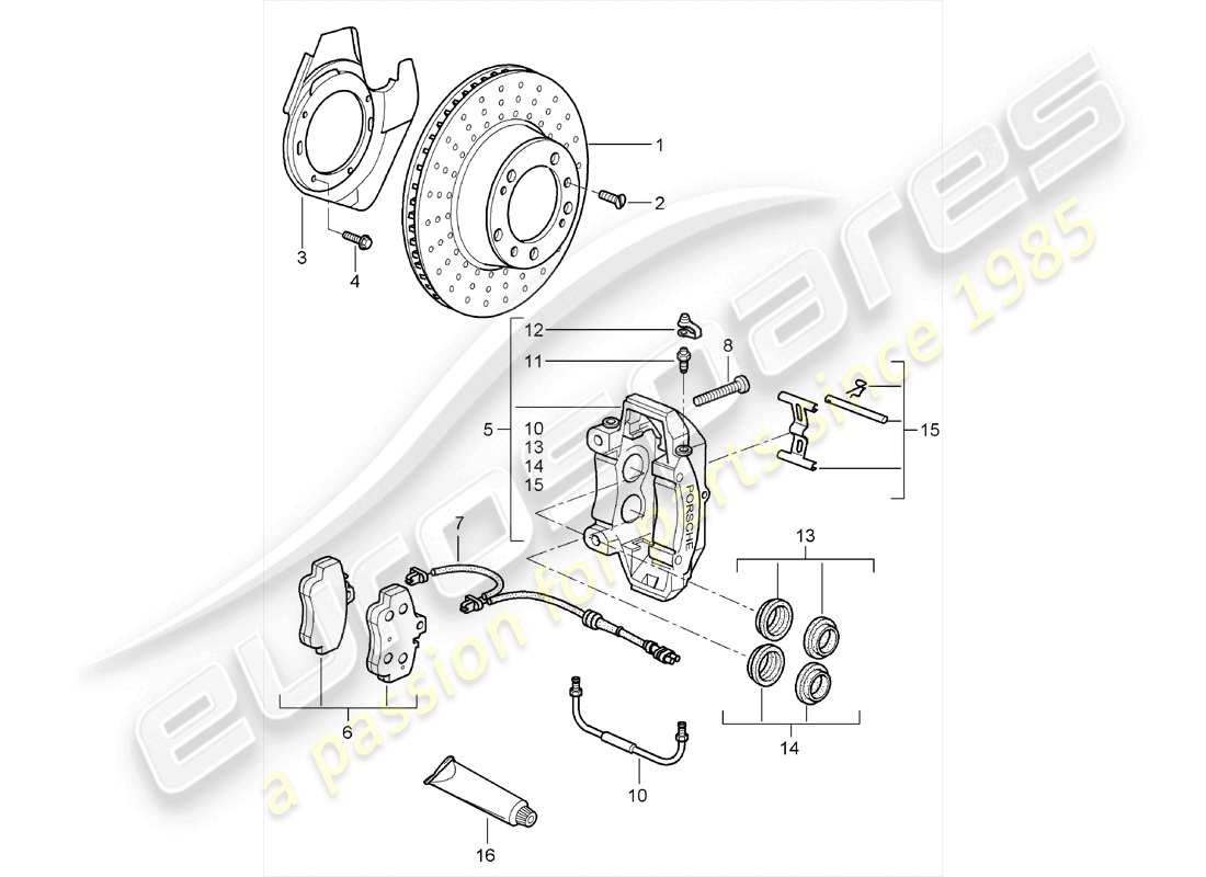 porsche 2007 (987 cayman) freni a disco diagramma delle parti