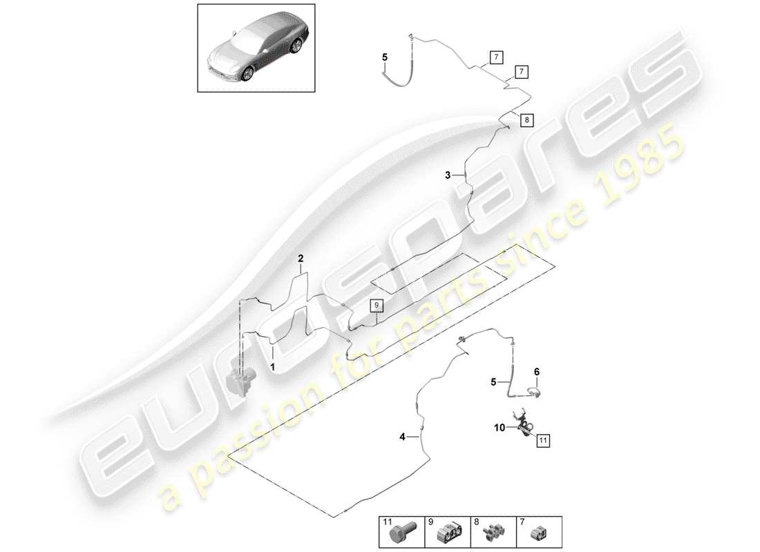 porsche 2017 (panamera 971-1) diagramma delle parti linea freno