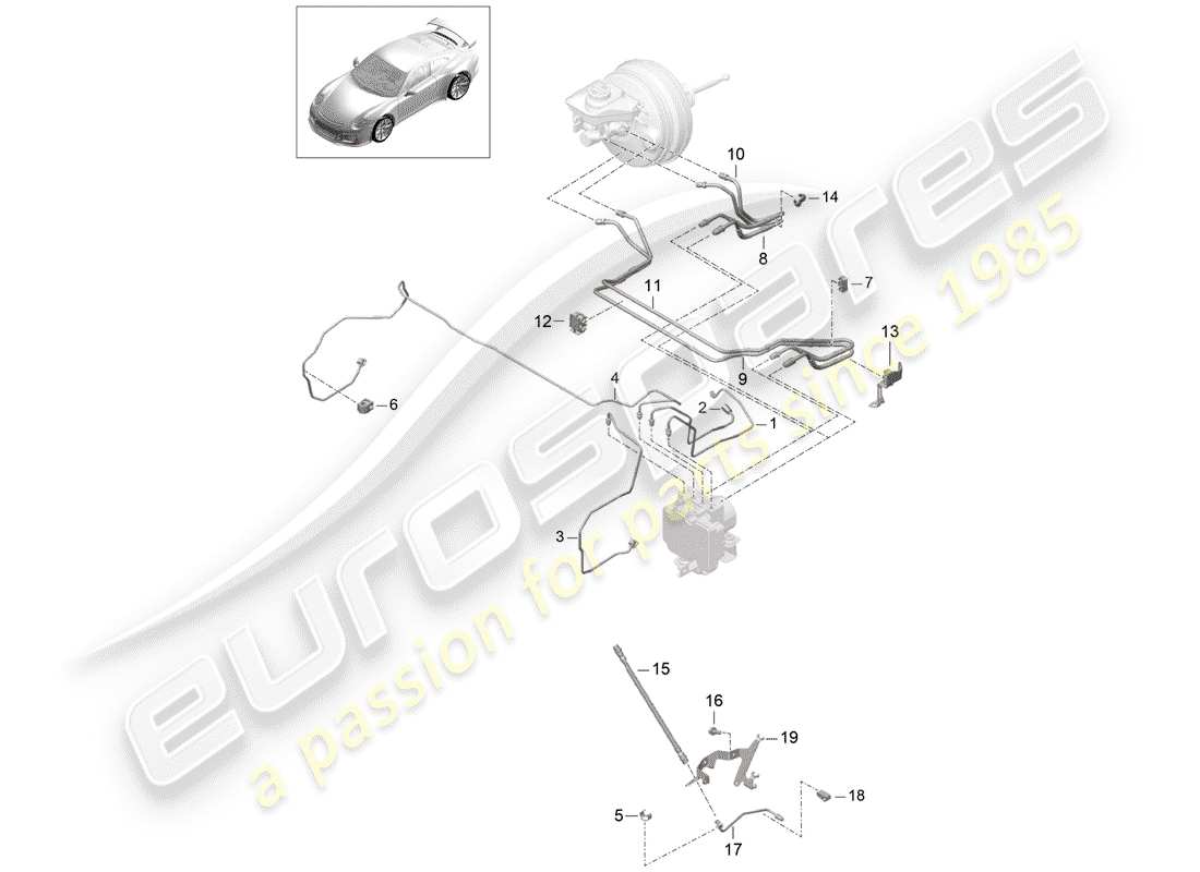 porsche 2020 (991-2 r/gt3/rs) linea freno diagramma delle parti