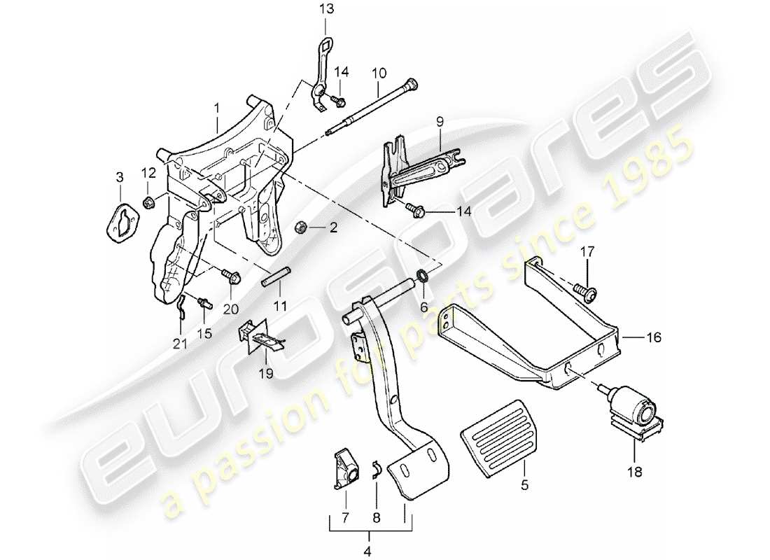 porsche 2005 (cayenne e1 9pa) freno e acc. schema delle parti gruppo pedale