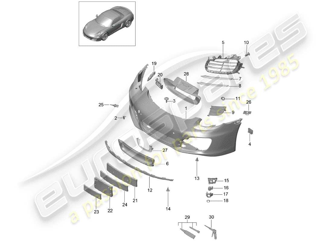 porsche 2012 (981 boxster) paraurti diagramma delle parti