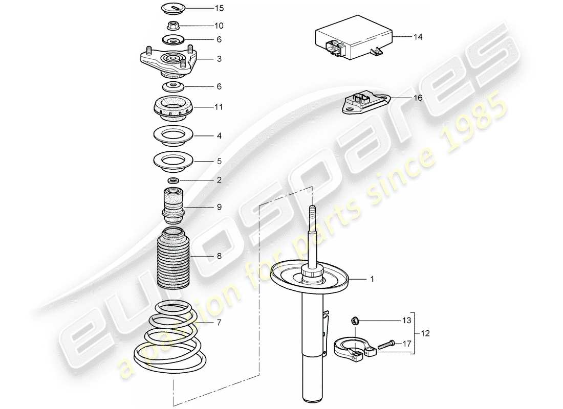 porsche 2008 (987 cayman) sospensione diagramma delle parti
