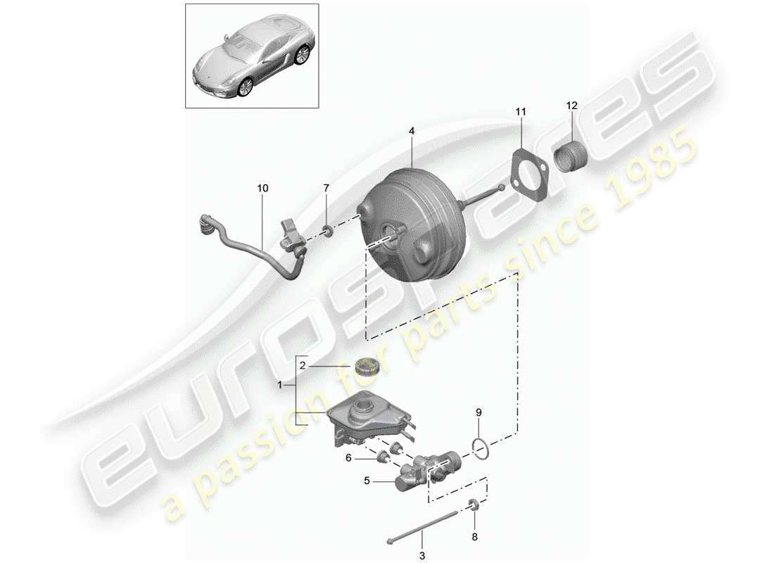 porsche 2015 (981 cayman) cilindro maestro del freno schema delle parti