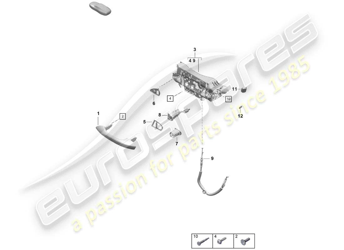 porsche 2019 (718 boxster spyder) maniglia portiera, schema delle parti esterne