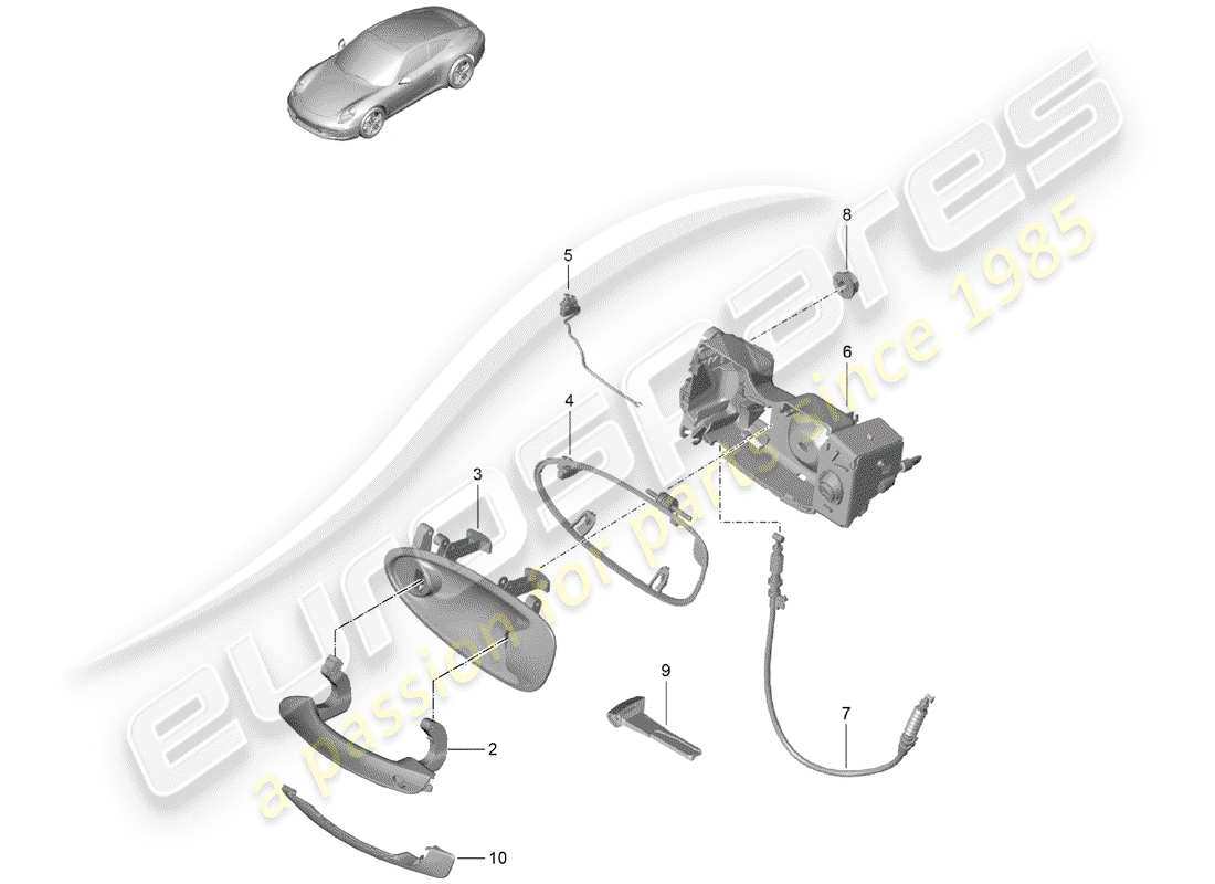 porsche 2013 (991-1) diagramma delle parti maniglia della portiera