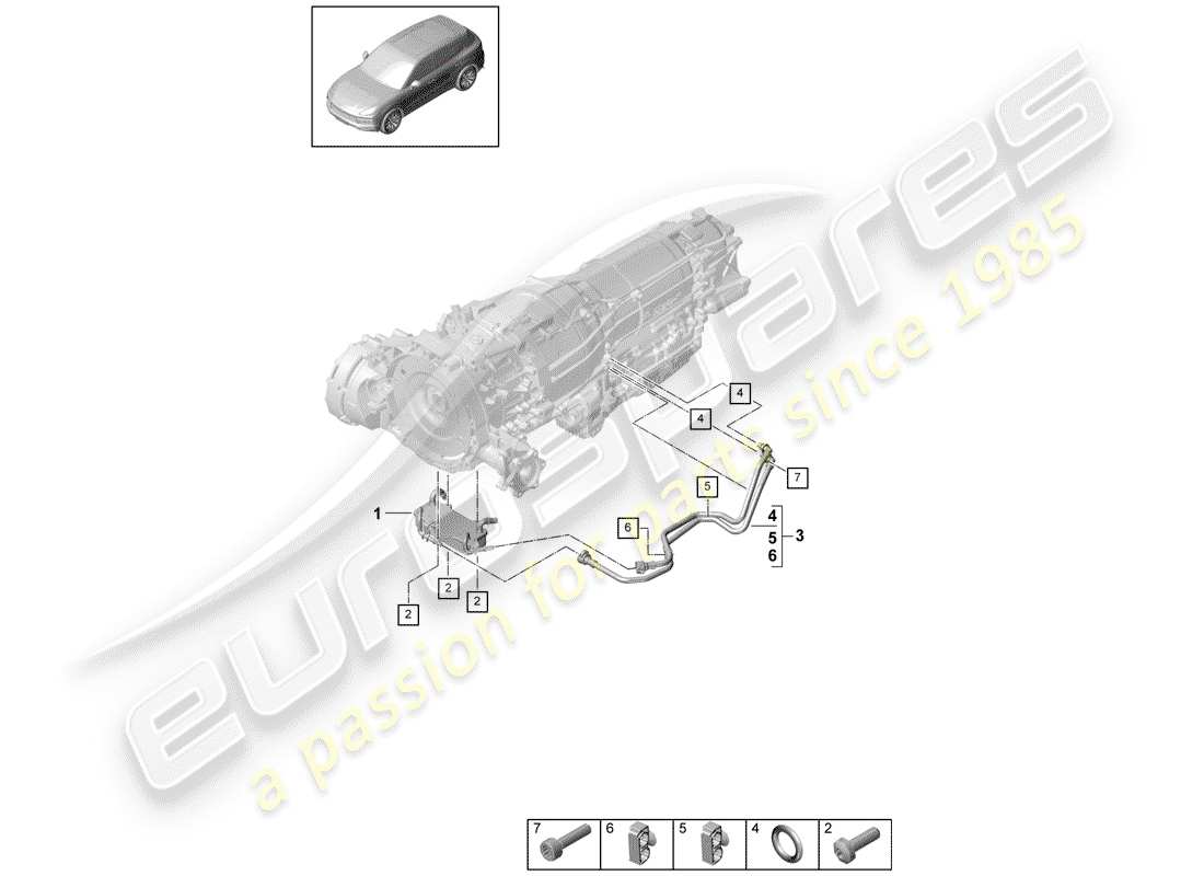 porsche 2020 (cayenne e3 9ya/9yb) 8-speed cambio automatico diagramma delle parti