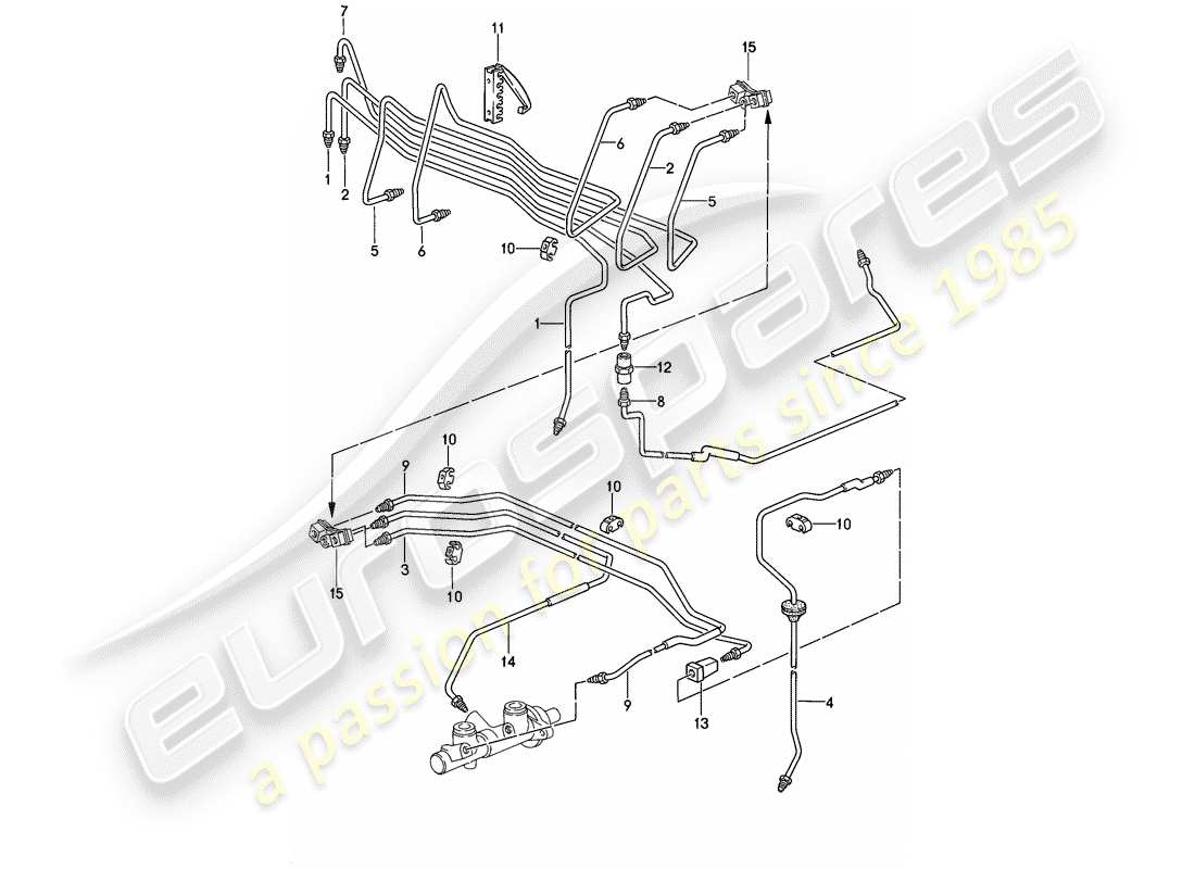 porsche 1986 (944) linee freno - -abs- schema delle parti