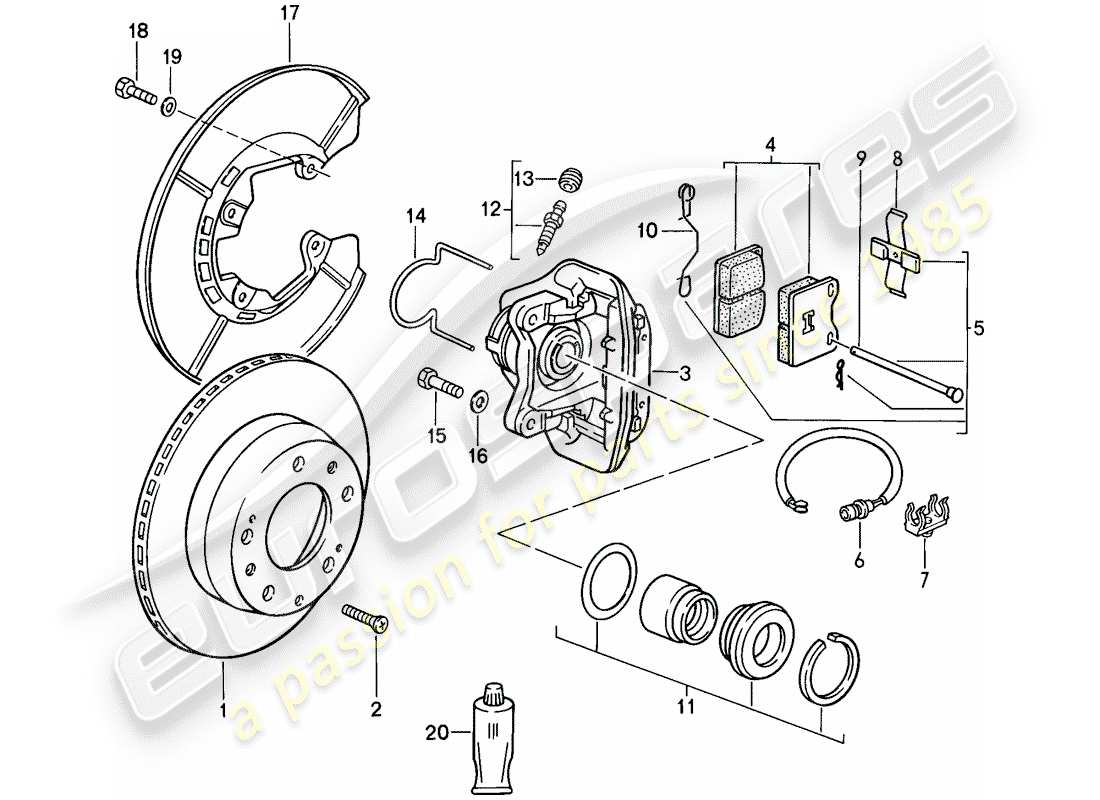 porsche 1986 (944) freni a disco - assale posteriore diagramma delle parti