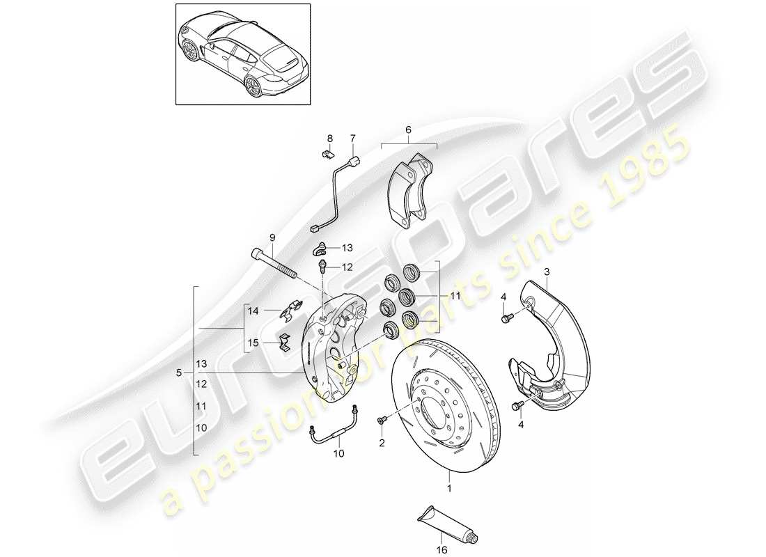 porsche 2016 (panamera 970) freni a disco diagramma delle parti