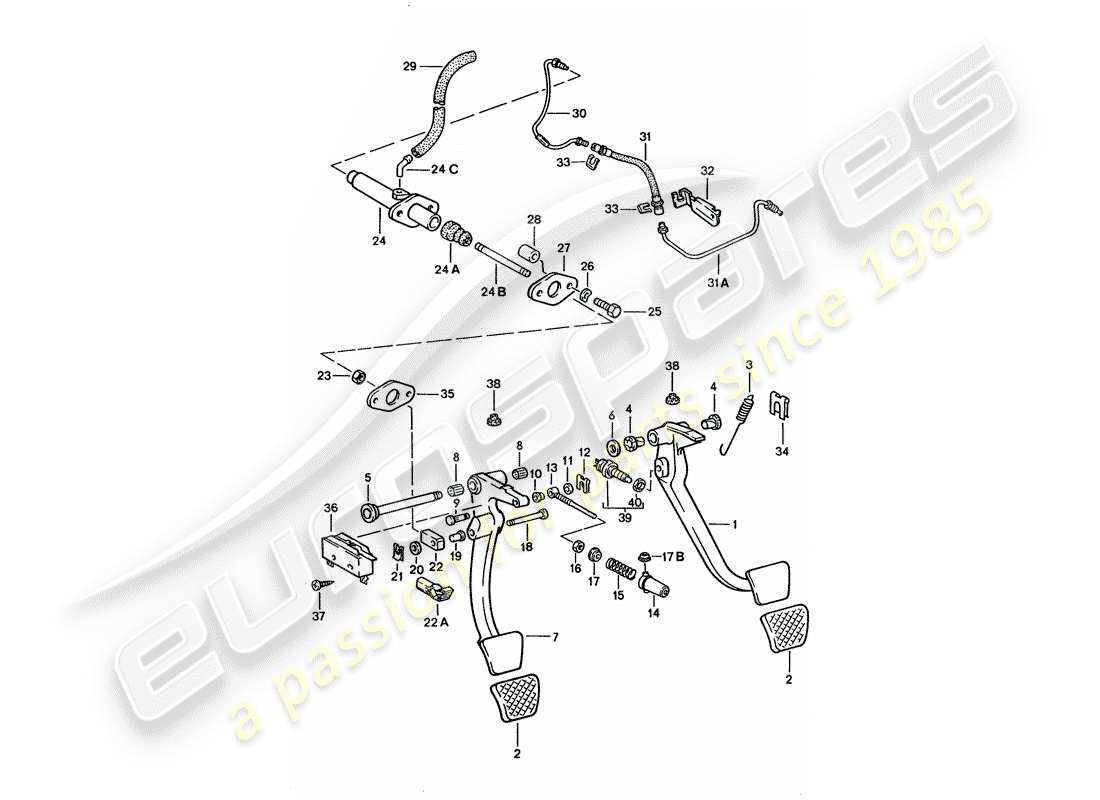 porsche 1993 (928) pedali diagramma delle parti
