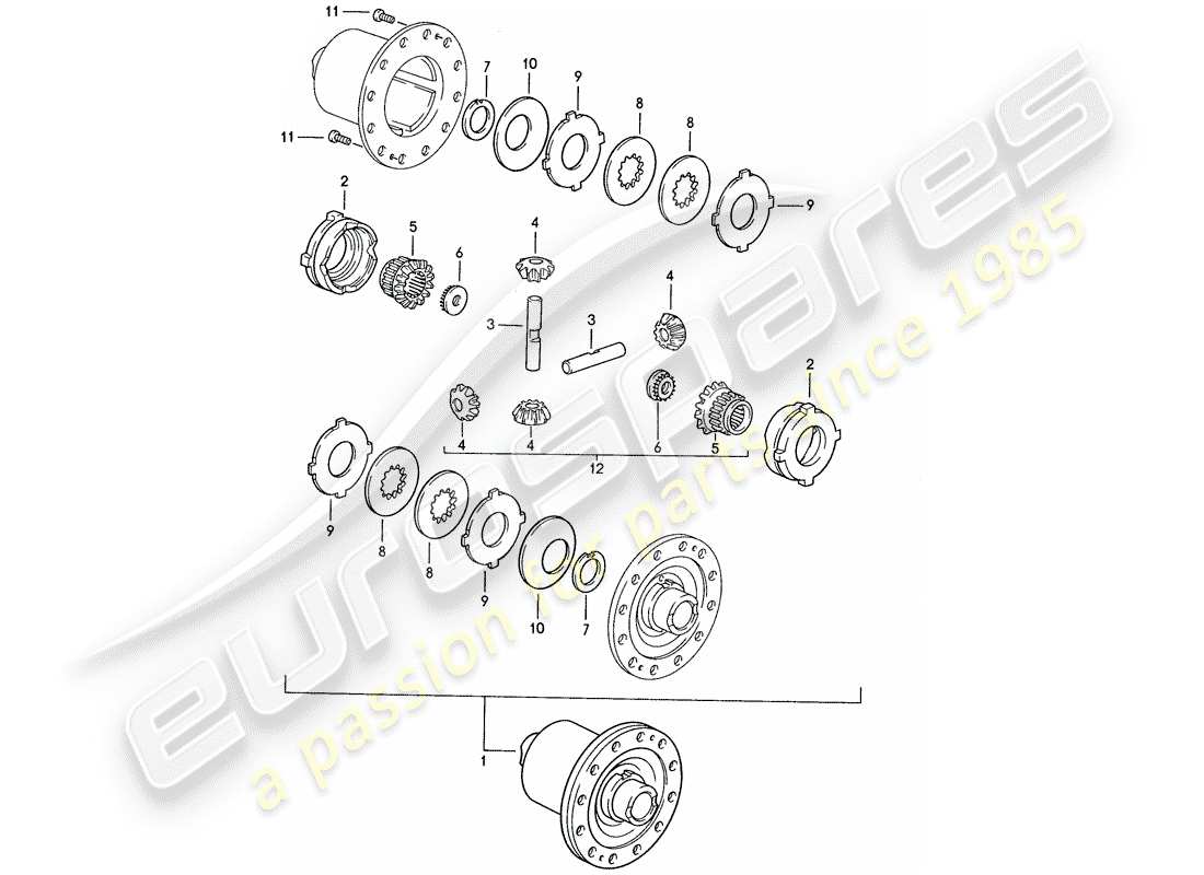 porsche 1990 (928) cambio manuale - differenziale a slittamento limitato - d >> - mj 1989 schema delle parti