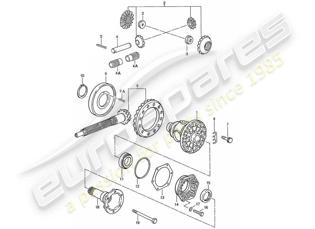 porsche 1990 (928) cambio manuale - differenziale diagramma delle parti