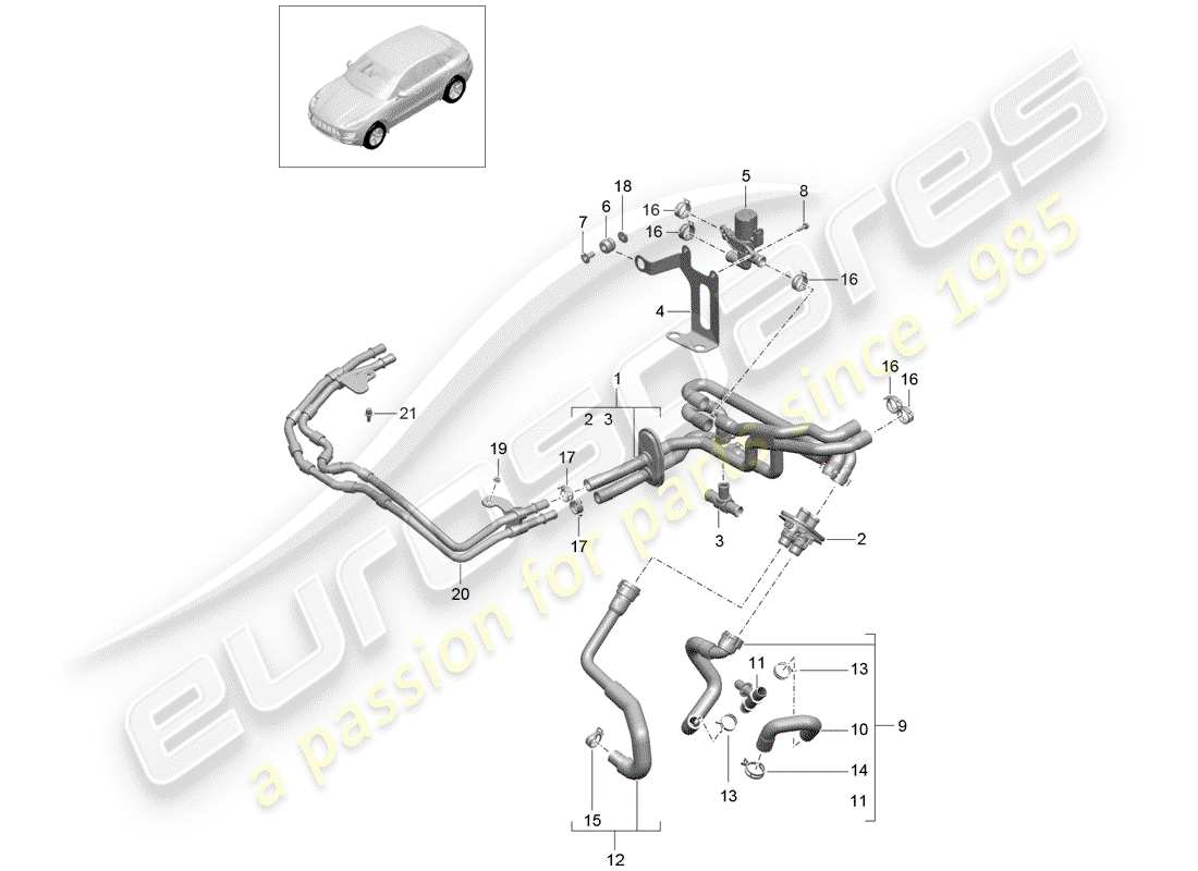 porsche 2014 (macan) stufa diagramma delle parti