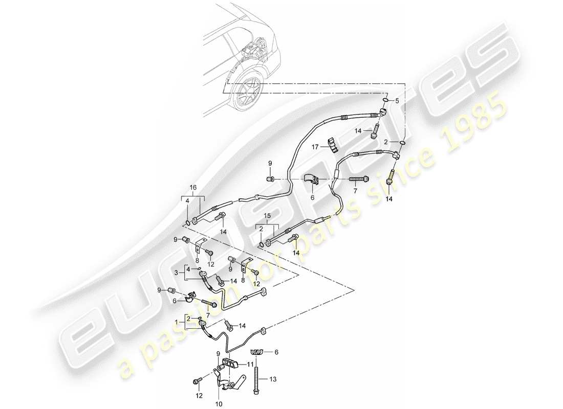 porsche cayenne e2 (2016) schema delle parti del circuito frigorifero