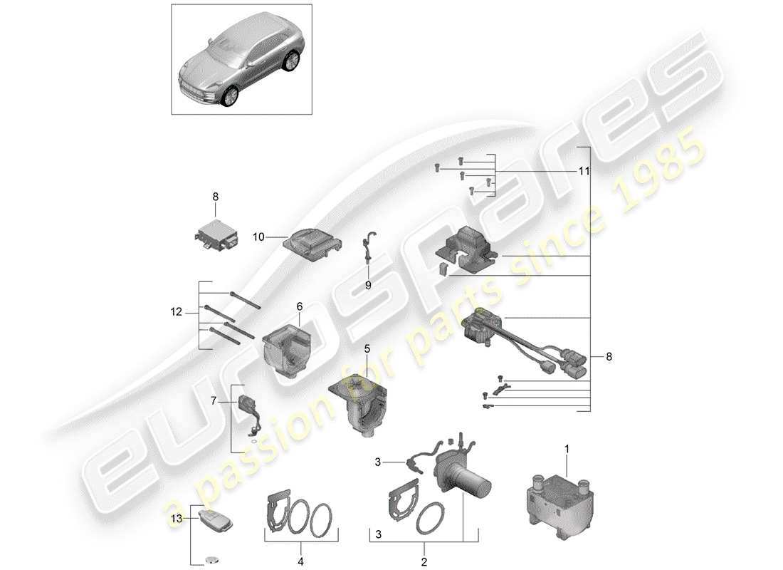 porsche 2019 (macan) riscaldatore aggiuntivo diagramma delle parti