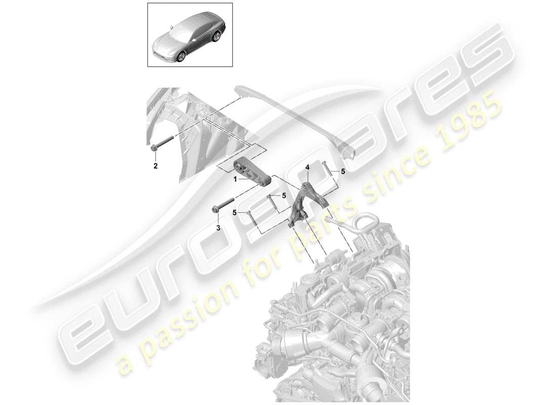 porsche 2019 (panamera 971-1) paranco di sollevamento del motore diagramma delle parti