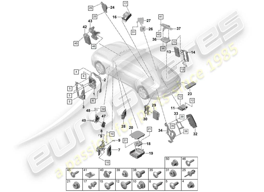 porsche 2019 (panamera 971-1) unità di controllo diagramma delle parti