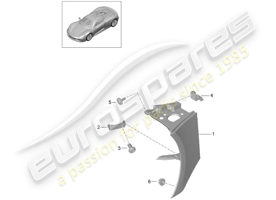 porsche 2015 (918 spyder) schema delle parti frontale