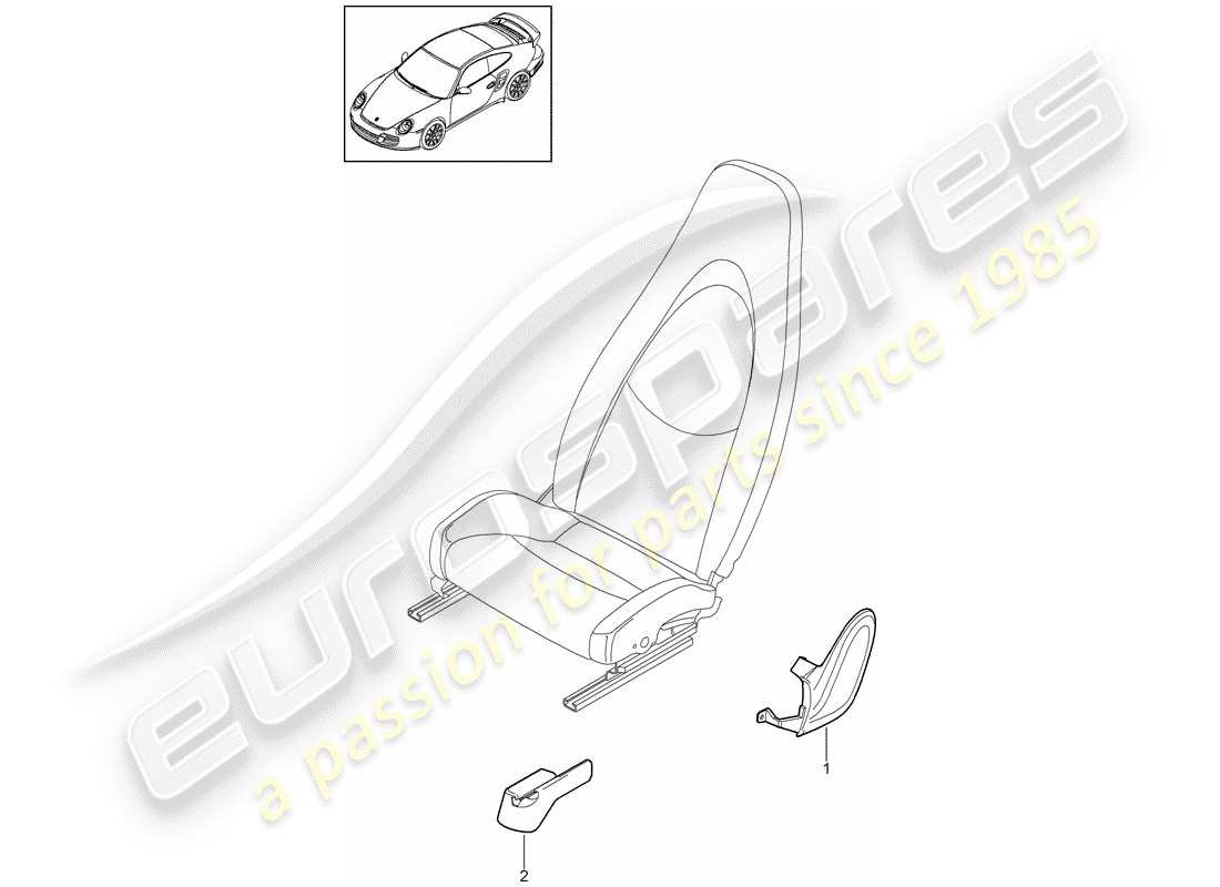 porsche 2013 (997-2 turbo / gt2 rs) sedile anteriore schema delle parti