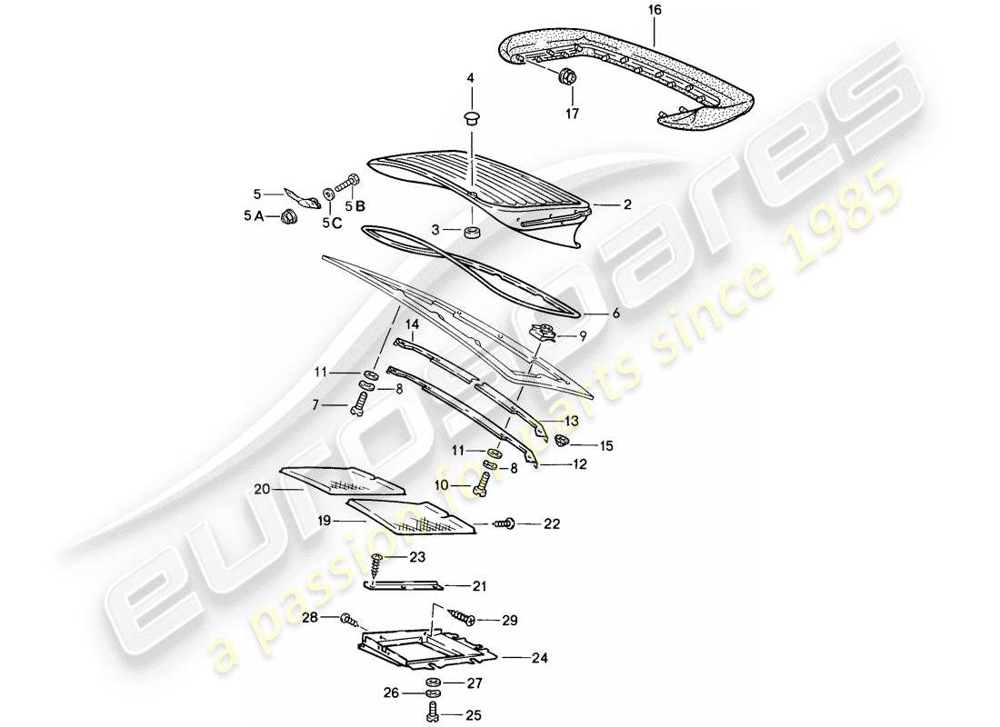 porsche 1987 (911) schema delle parti spoiler posteriore