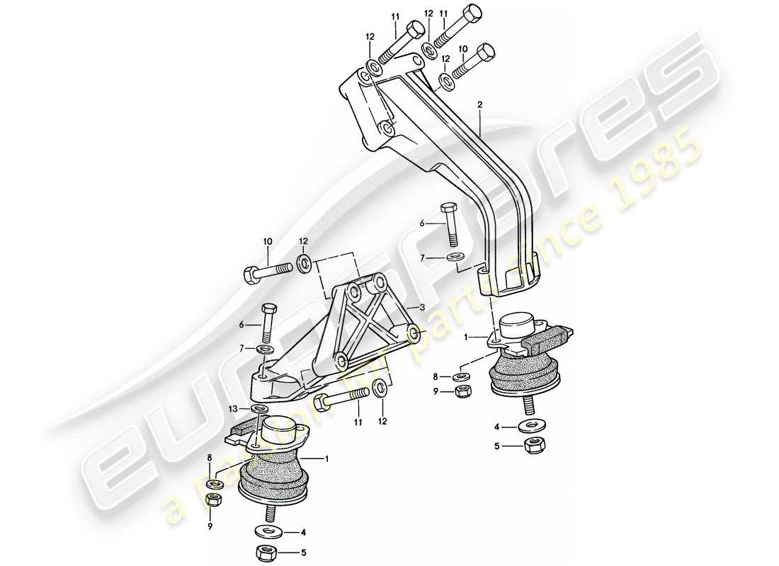 porsche 1987 (924s) sospensione del motore diagramma delle parti
