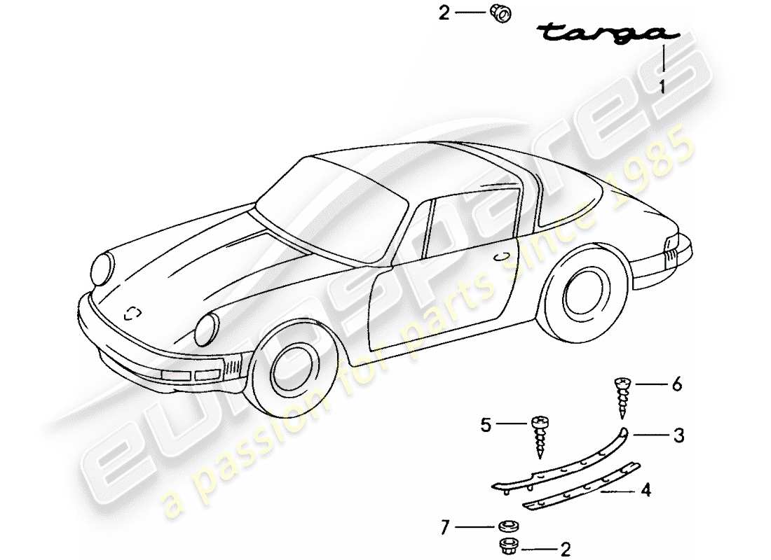 porsche 1985 (911) raccordi decorativi diagramma delle parti