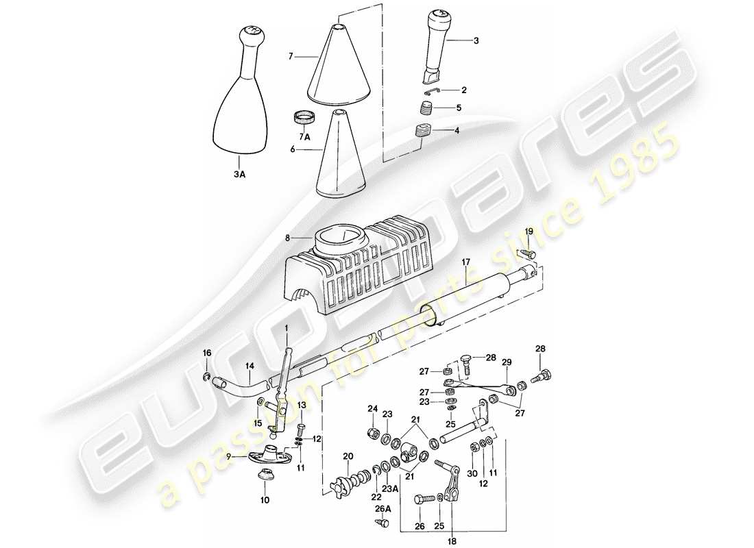 porsche 1982 (944) meccanismo del cambio - cambio manuale diagramma delle parti