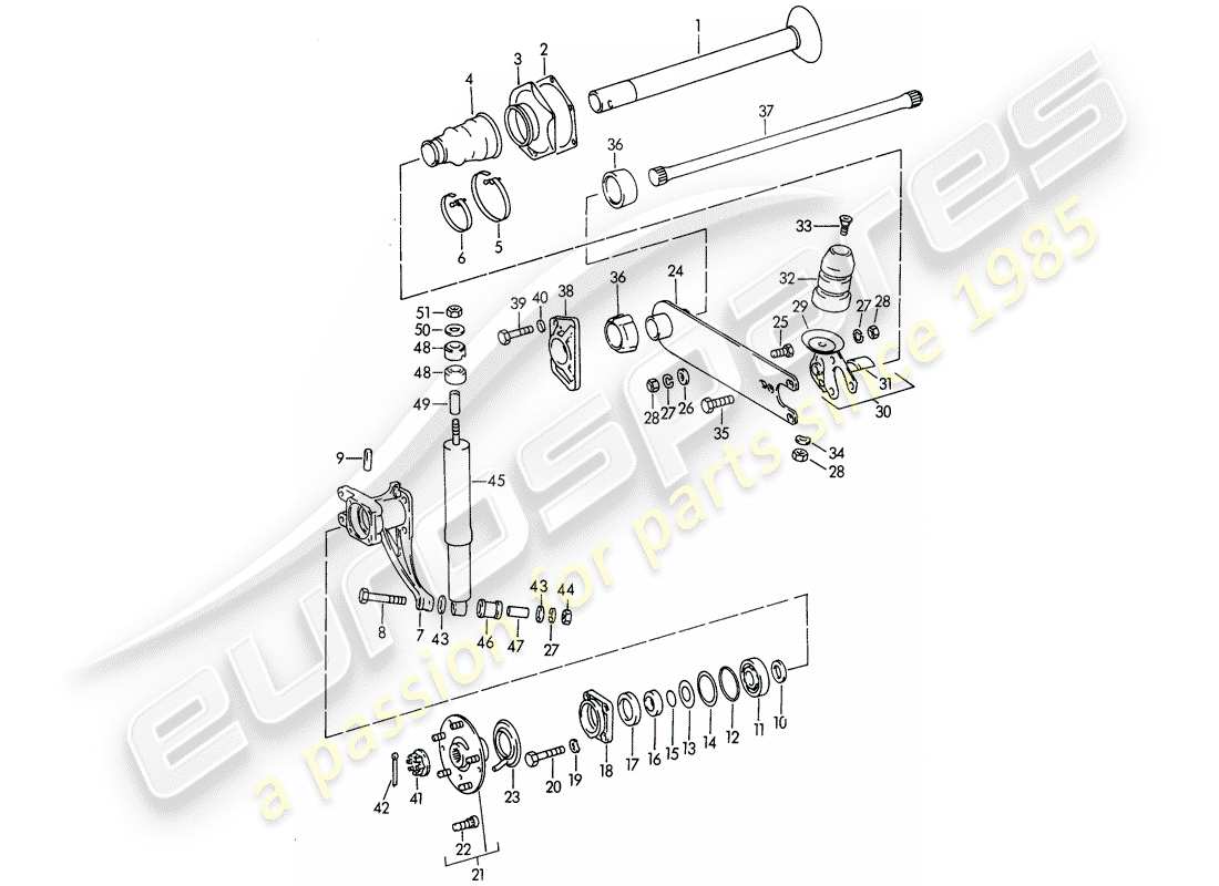 porsche 1961 (356b/356c) asse posteriore diagramma delle parti