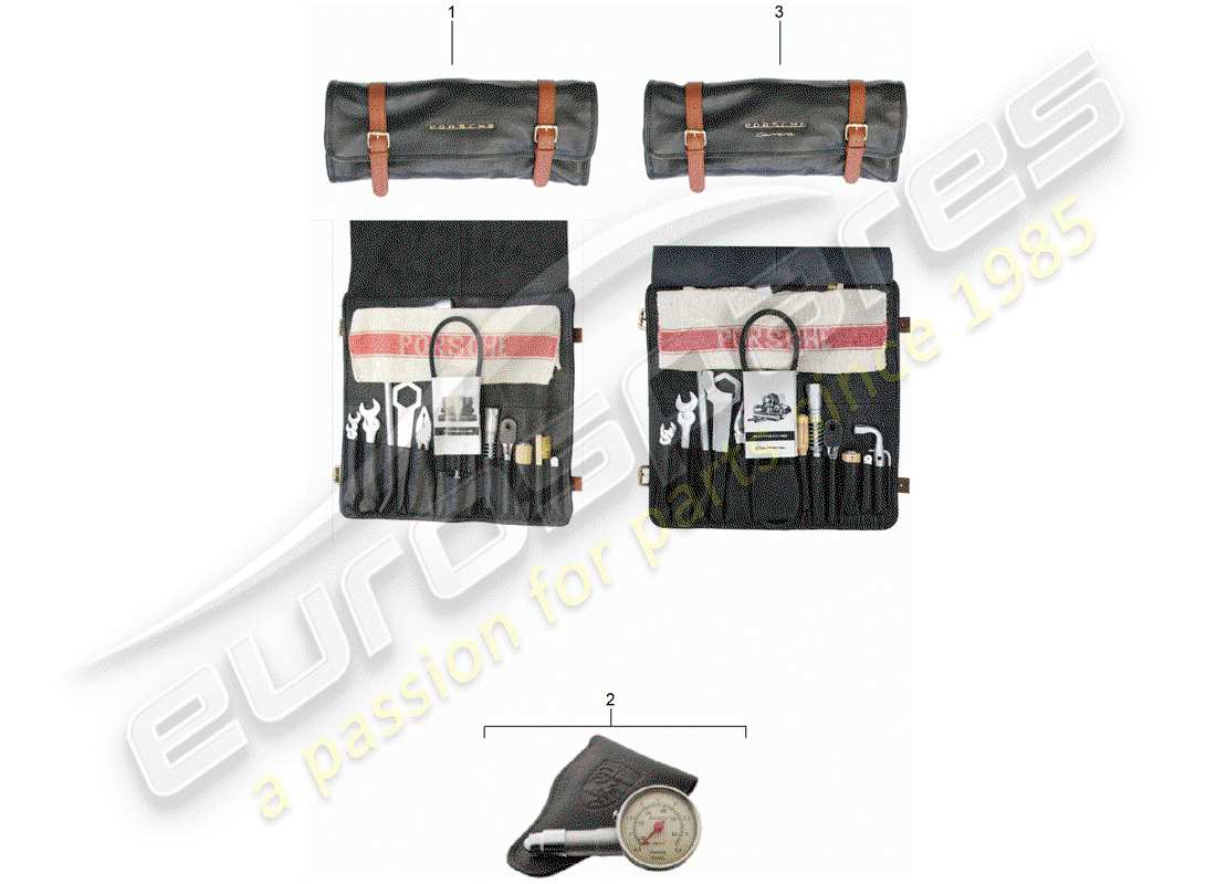 porsche 1954 (356/356a) attrezzi e accessori - kit di pronto soccorso schema delle parti