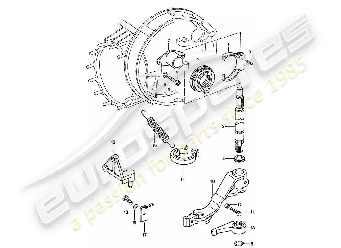 porsche 1987 (911) rilascio della frizione - meccanico diagramma delle parti