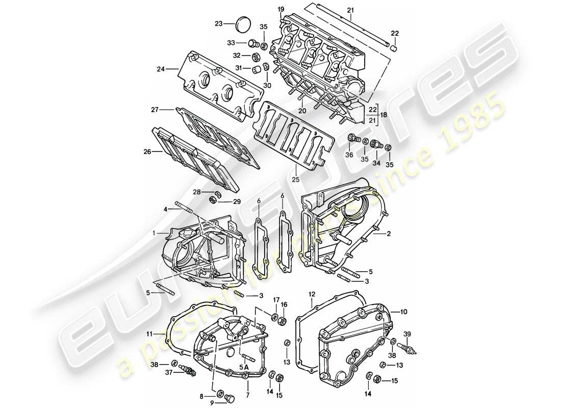 porsche 1987 (911) alloggiamento albero a camme - carter catena - set di riparazione per manutenzione - vedi illustrazione: diagramma delle parti