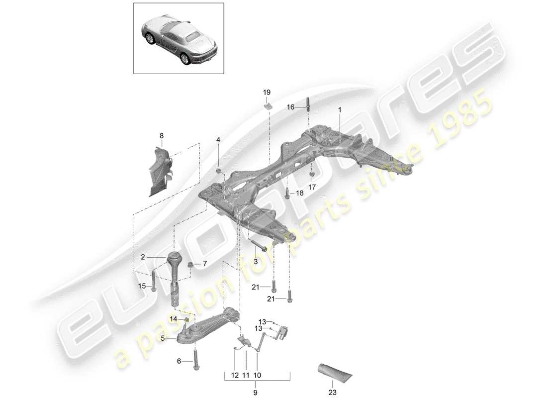 porsche 2018 (718 boxster) diagramma delle parti della traversa