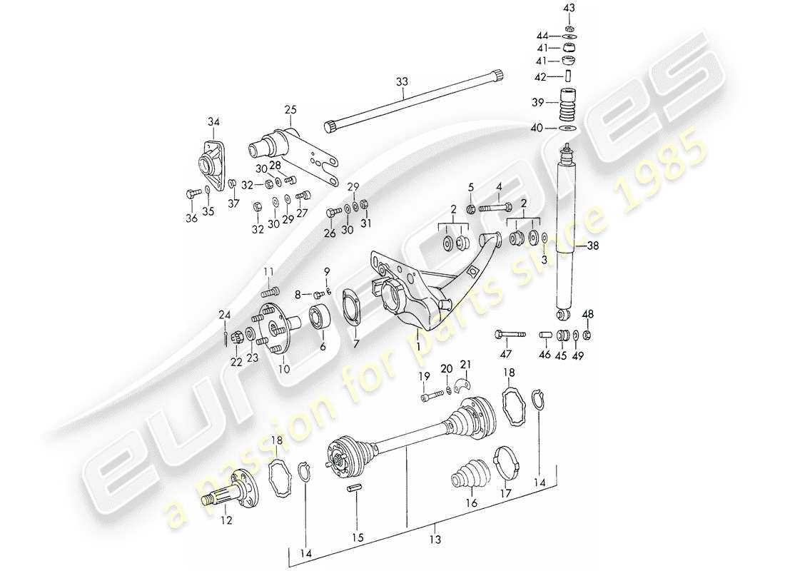 porsche 1972 (911) asse posteriore diagramma delle parti