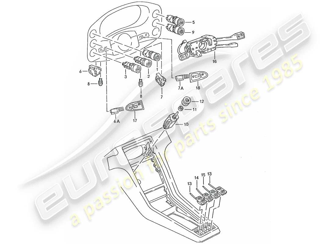 porsche 1989 (928) interruttore - manualmente diagramma delle parti