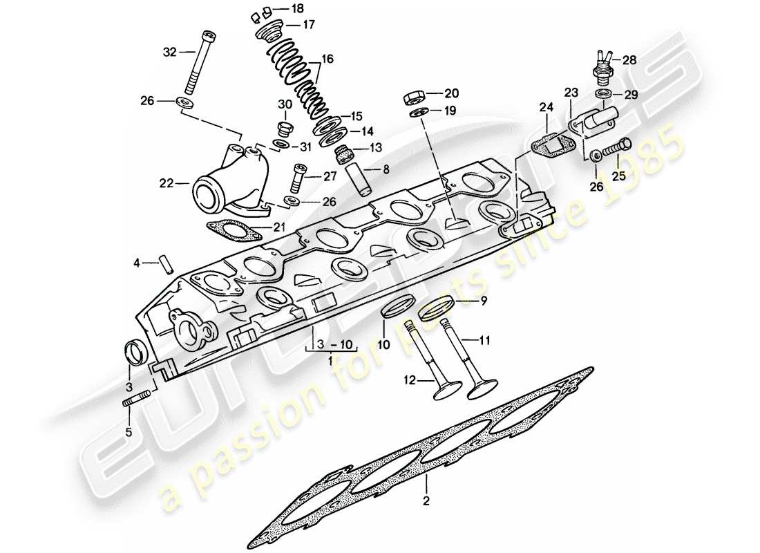 porsche 1983 (944) testata - valvole diagramma delle parti