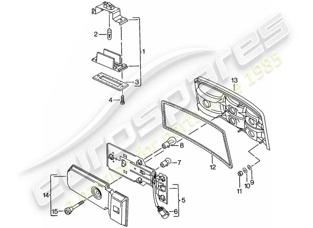 porsche 1979 (924) luce targa - luce posteriore schema parte