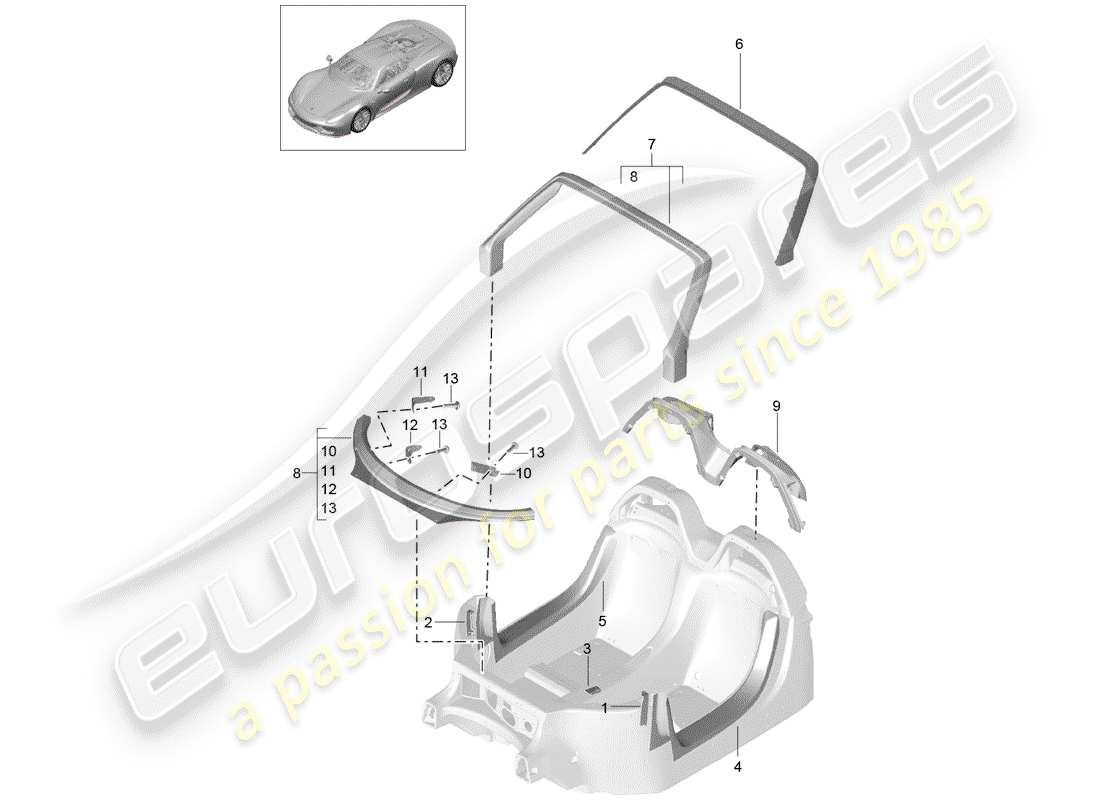 porsche 918 spyder (2015) concetto di riparazione speciale diagramma delle parti