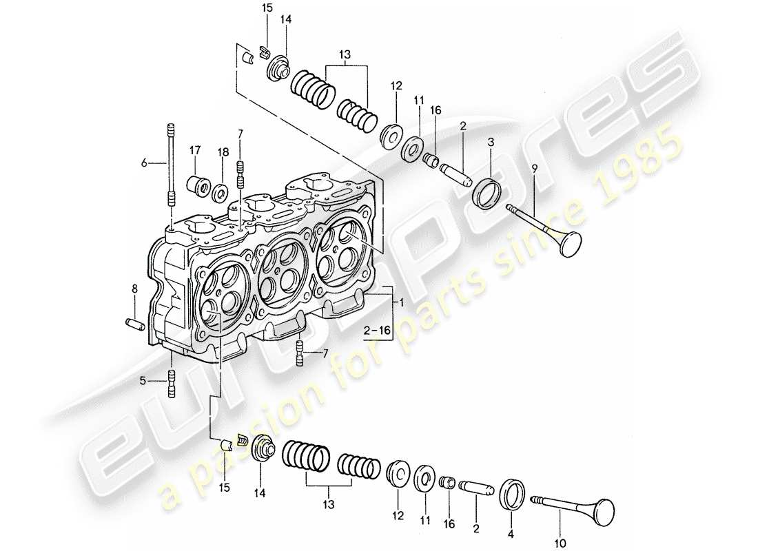 porsche 1987 (959) testata diagramma delle parti