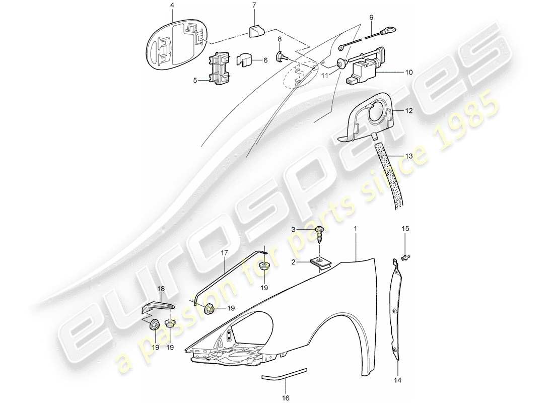 porsche 2005 (997-1) parafango diagramma delle parti