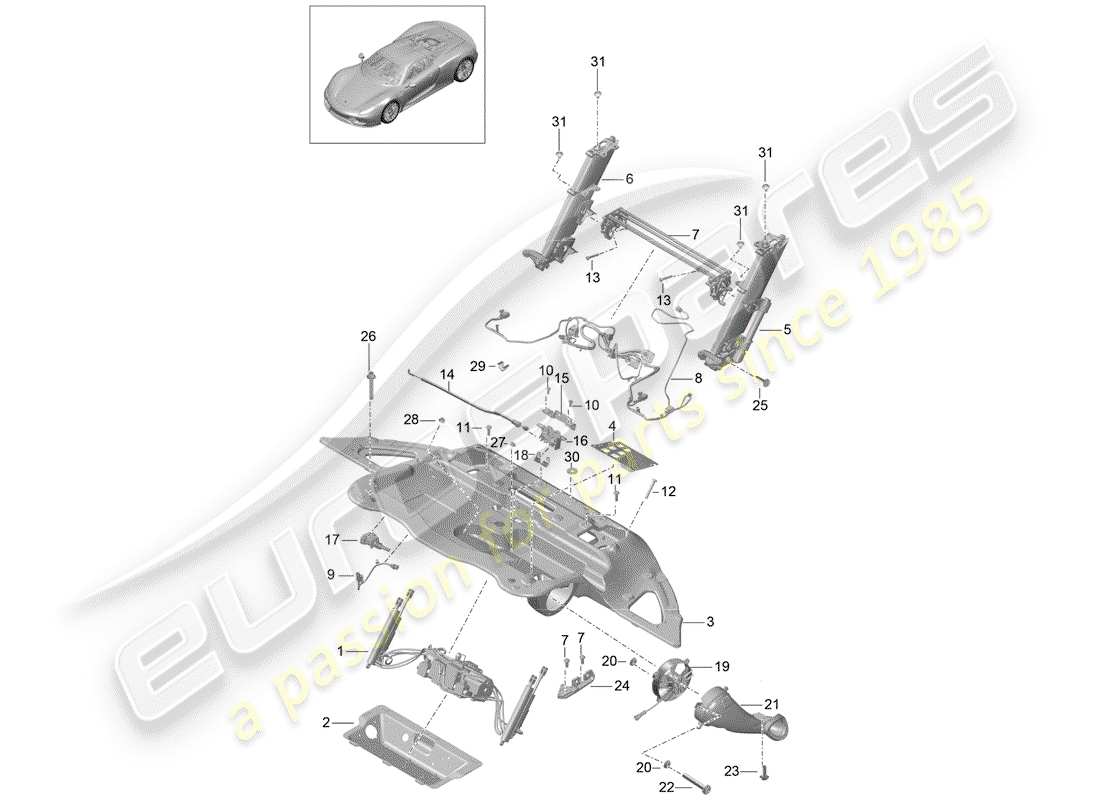 porsche 2015 (918 spyder) unità di azionamento per schema delle parti
