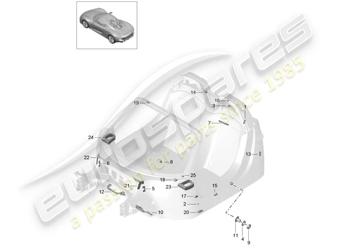 porsche 2015 (918 spyder) concetto di riparazione speciale diagramma delle parti